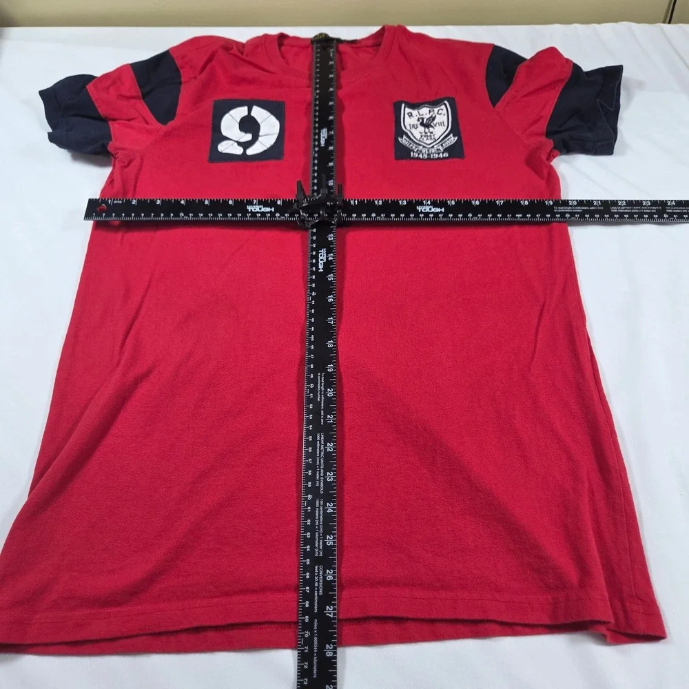 Polo Ralph Lauren Mens Red Black Stripe Sleeve Crest Graphic T-Shirt Large